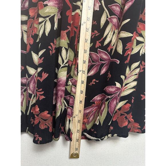 Vtg Teddi Floral Skirt Long Sz M Elastic Waste Fall Colors Lightweight Boho - Picture 5 of 6